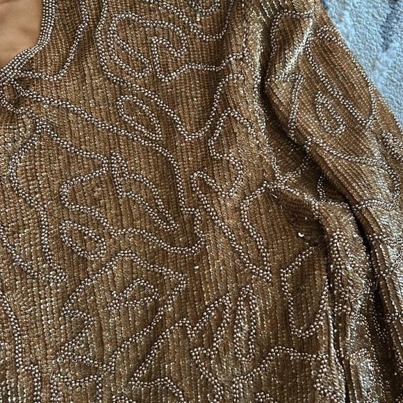 NWT Vintage Adrianna Papell Gold Beaded SILK Evening Jacket LG holiday party - Picture 8 of 11
